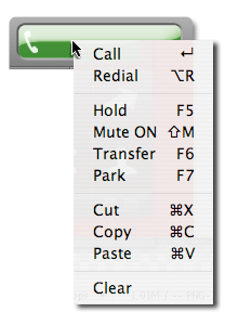 Call button Contextual menu