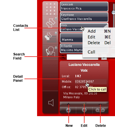 VoixManager contacts